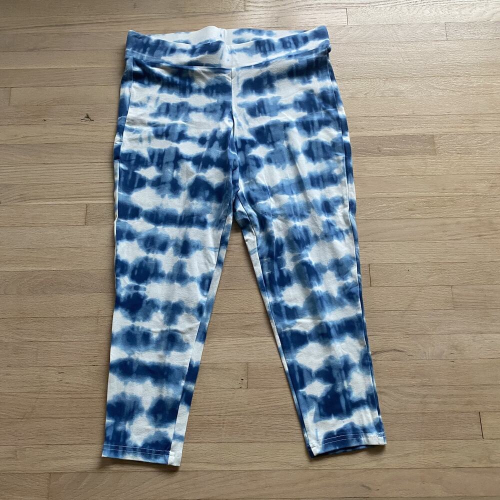 Torrid Crop Blue White Tie Dye Legging Strech Pants Womans Size 0 Large